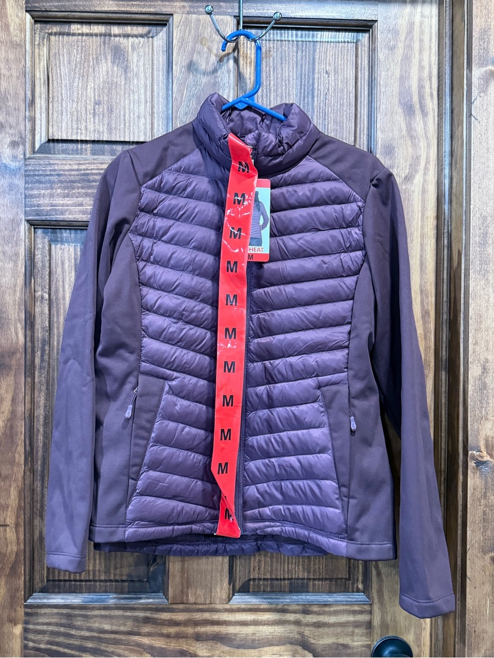 Performance burgundy Quilted Hybrid Jacket -size medium